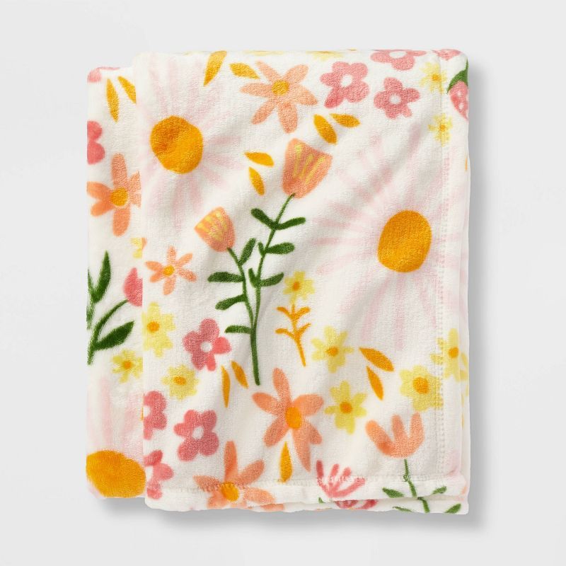 Floral Easter Throw Blanket Cream - Spritz™ | Target