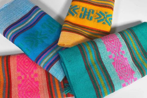 Woven Mexican Servilletas / 24” X 18” / set if 4 Mexican napkins / placemats / towels / Cinco... | Etsy (US)