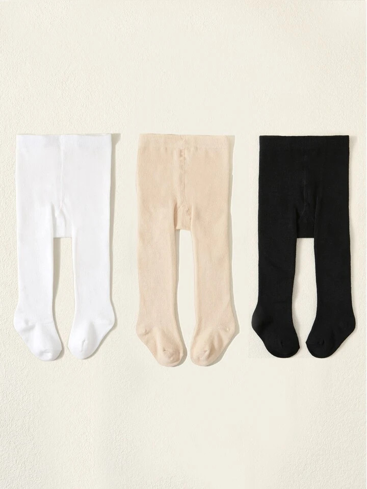 3pcs Solid Color Baby Pantyhose | SHEIN