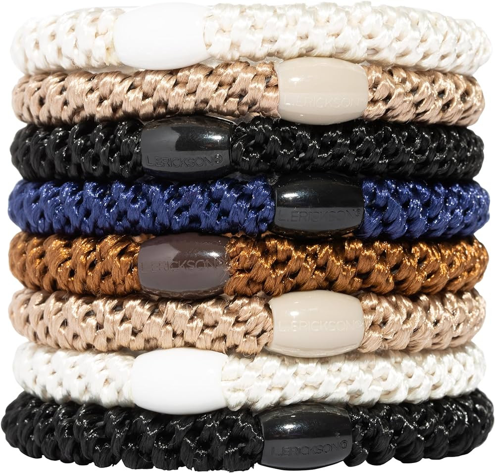 L. Erickson Grab & Go Pony - Classic - 8 Pack Ponytail Holder Hair Ties - Black, White, Beige Neu... | Amazon (US)