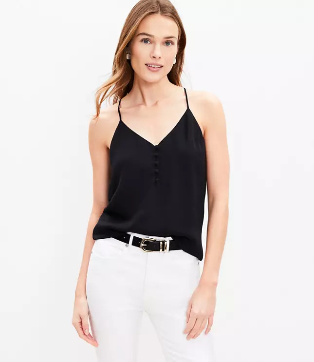 Covered Button Strappy Cami | LOFT