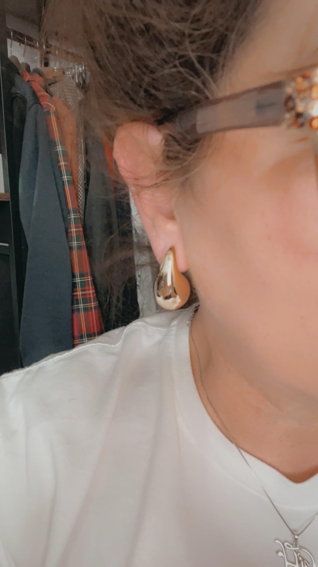 Gold Hoop Earrings For Women Tear Drop Earrings Statement Trendy Big Thick Lightweight Waterdrop ... | Amazon (US)