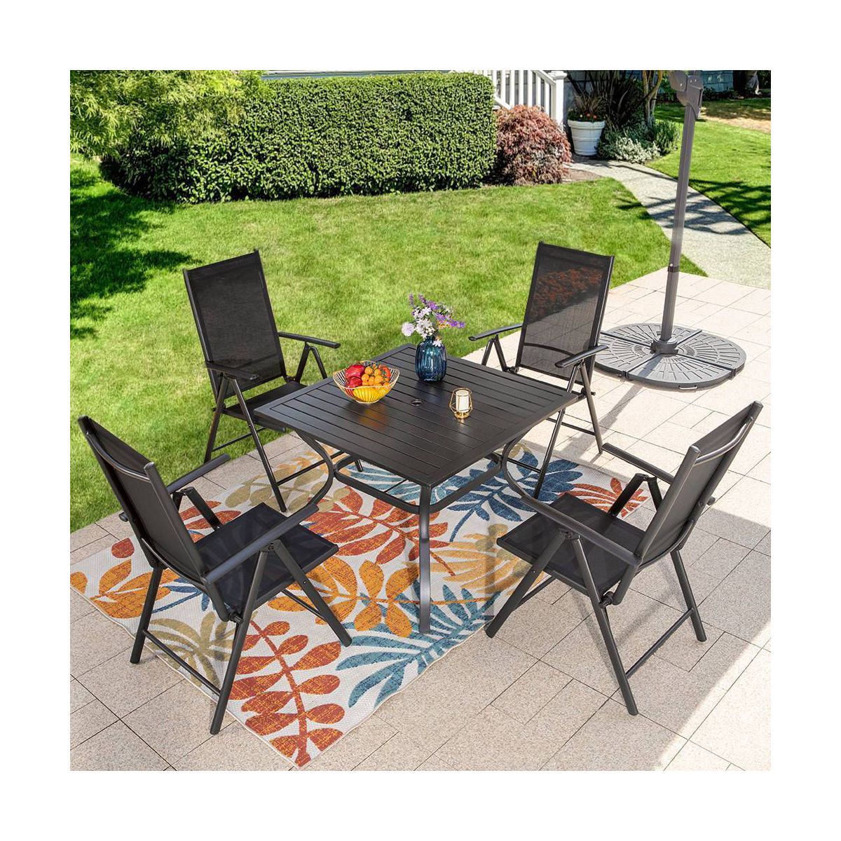 5pc Patio Set with Square Table & Reclining Sling Chairs with Armrests - Captiva Designs | Target