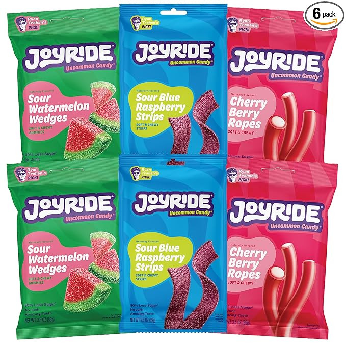 JOYRIDE Fan Favorite Variety 6 Pack - Blue Raspberry Strips, Cherry Berry Ropes, Watermelon Wedge... | Amazon (US)