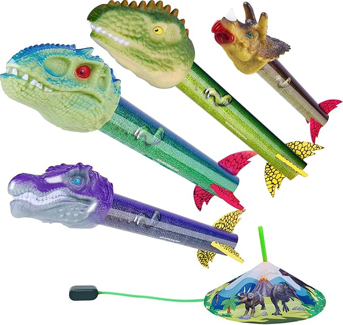 Dinosaur Toy Rocket Launcher for Kids - Launch Up to 100 Ft, 4 Rockets, Outdoor Outside Toys for ... | Amazon (US)
