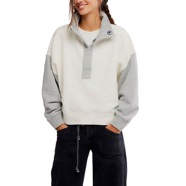 Women's Free People Timeless Colorblock 1/2 Snap Medium Heather Grey Combo | Scheels Sports