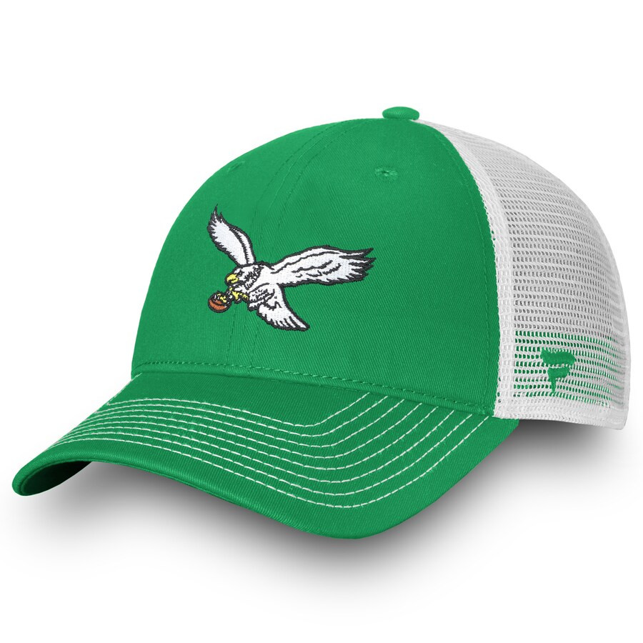 Philadelphia Eagles Fanatics Branded Fundamental Vintage Trucker Snapback Hat - Kelly Green/White | Fanatics
