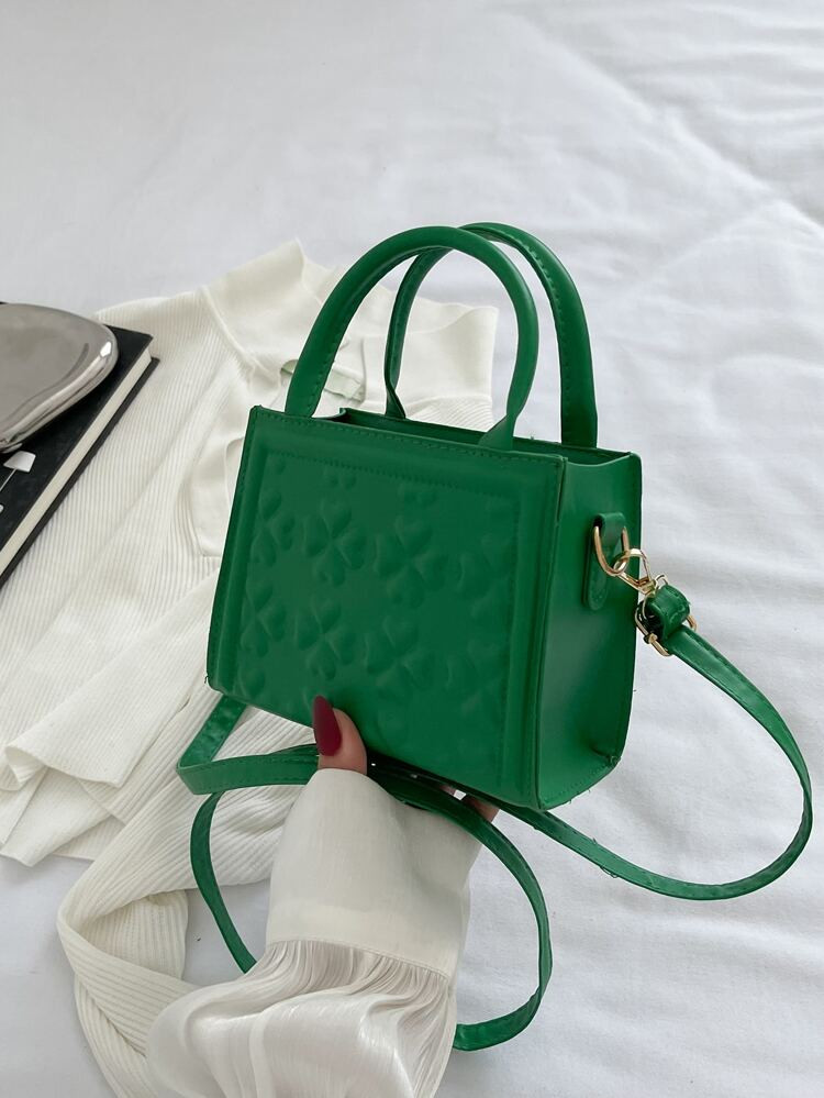 Mini Clover Embossed Square Bag | SHEIN