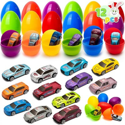 Joyfy 12 Packs Prefilled Plastic Easter Eggs with Die-Cast Car Toys for Kids Boys Easter Egg Hunt Party Favors, Basket Stuffers, Classroom Gift Reward | Target