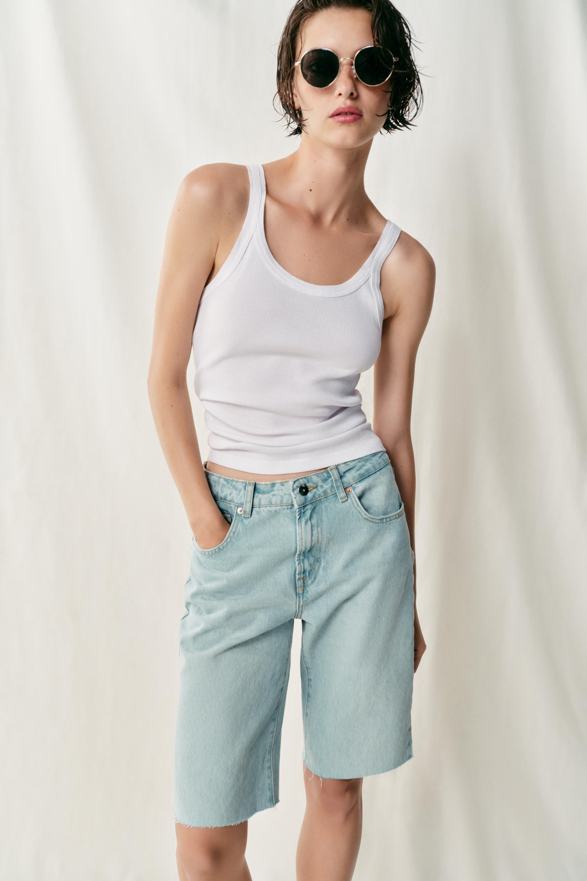 Z1975 MID-WAIST DENIM BERMUDA SHORTS | Zara UK