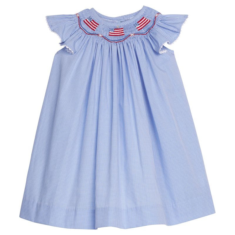 Little English Smocked Bishop Dress- Flags | JoJo Mommy