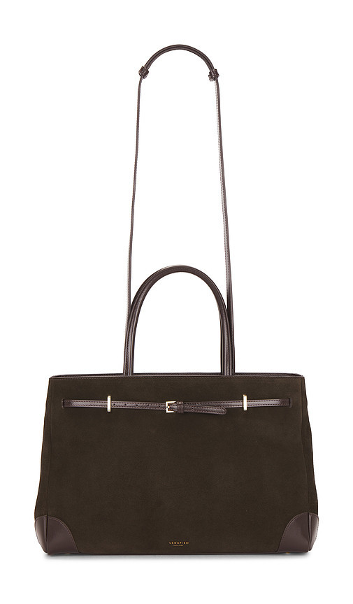 VERAFIED Suede Book Tote Bag in Brown. | Revolve Clothing (Global)