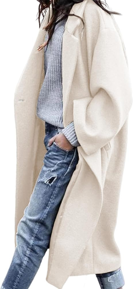 UANEO Women's Wool Blend Coat Oversized Double Breasted Long Trench Overcoat Winter | Amazon (US)