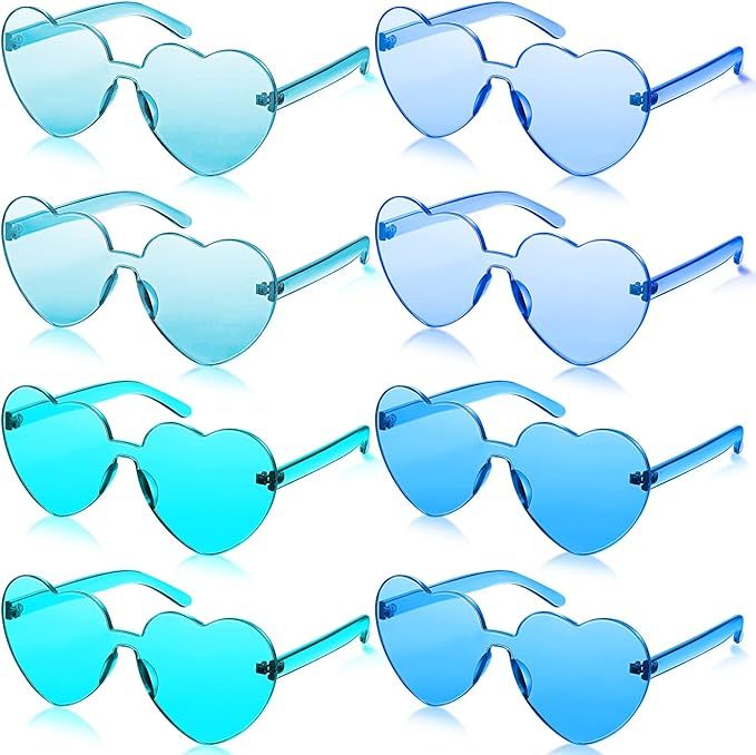 8 Pairs Rimless Sunglasses Heart Shaped Frameless Glasses Trendy Transparent Candy Color Eyewear ... | Amazon (US)