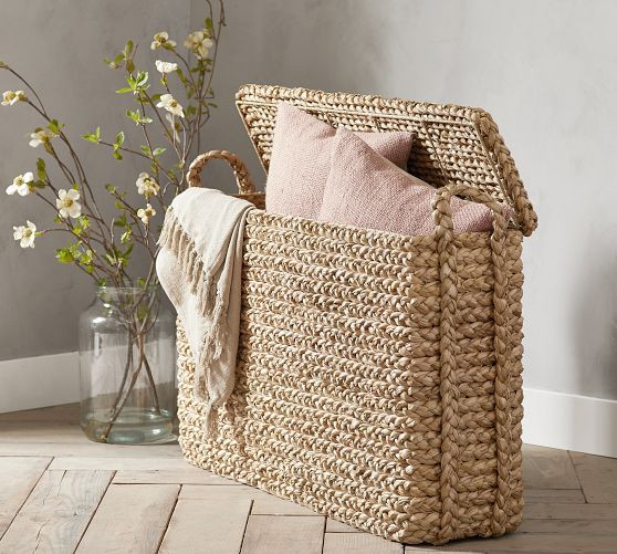Beachcomber Handwoven Oversized Lidded Basket | Pottery Barn (US)