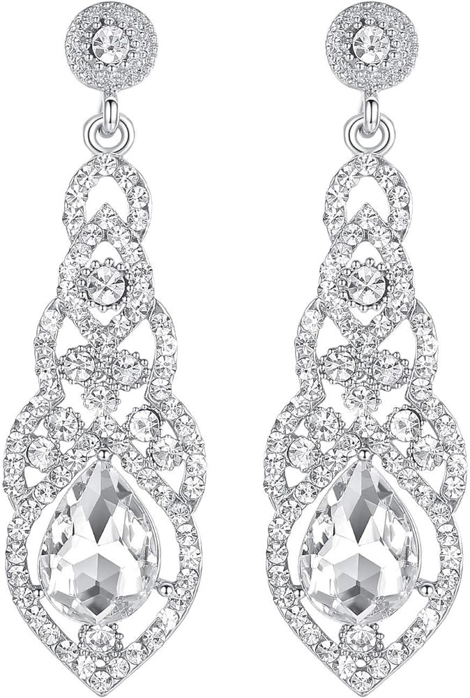 mecresh Women's Alloy Teardrop Crystal Chandelier Dangle Earrings | Amazon (US)