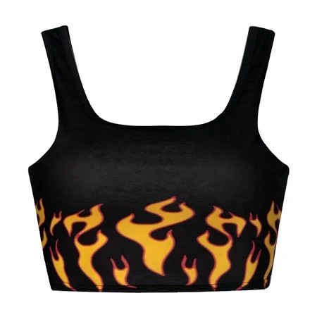 Ikevan Women tops Flame Print Sleeveless Strapped Pullover Vest Tank Crop Shirts | Walmart (US)