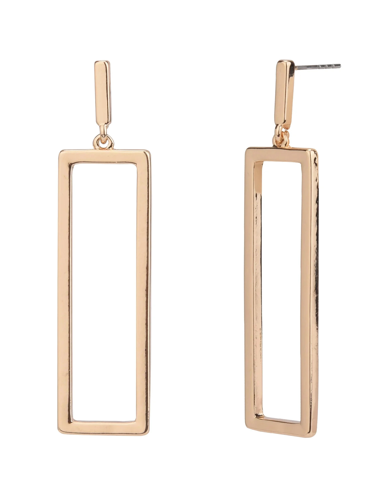 Time And Tru Female Gold Plated Rectangular Cutout Earring | Walmart (US)