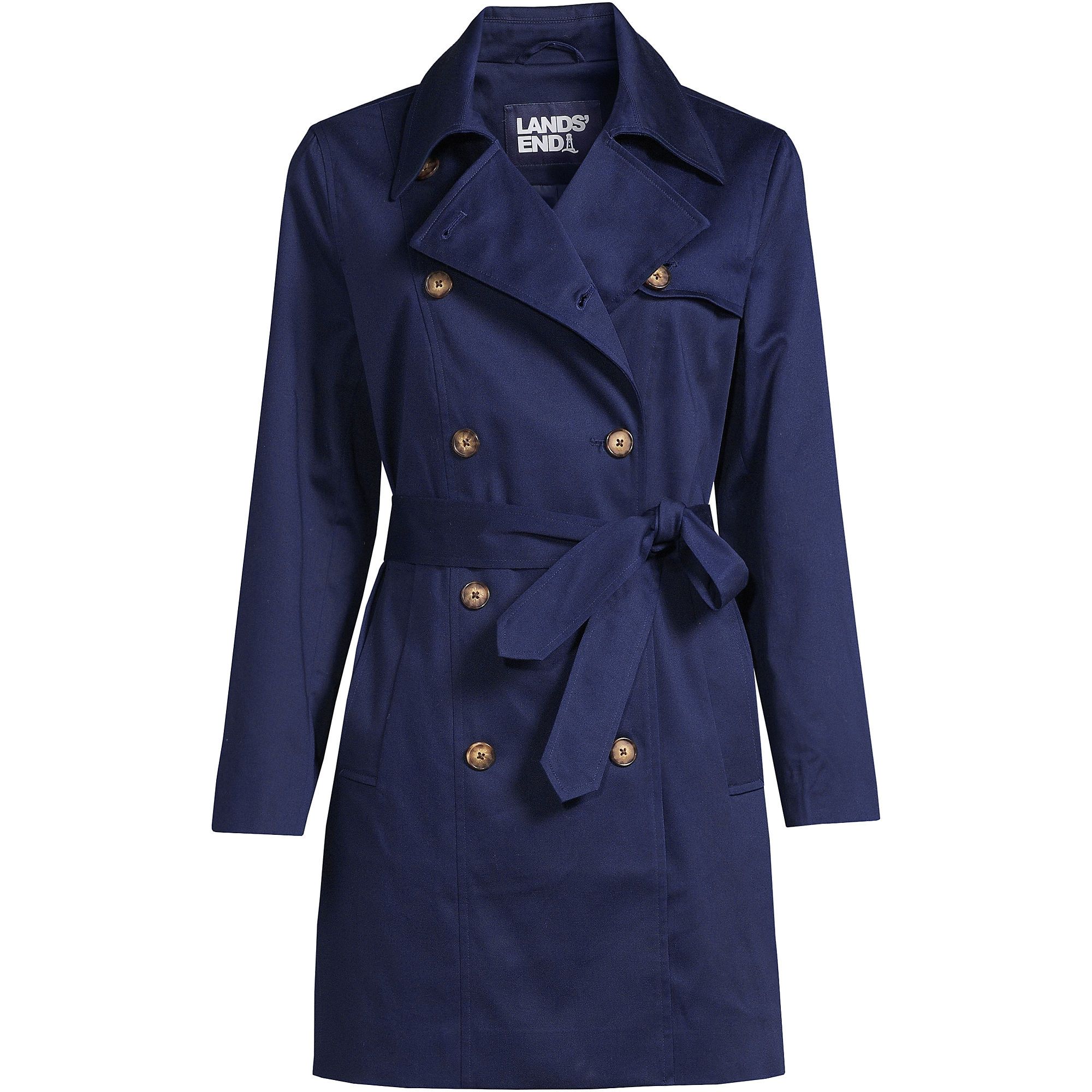 Women's Double Breasted Trench Coat with Tie Waist | Lands' End (US)