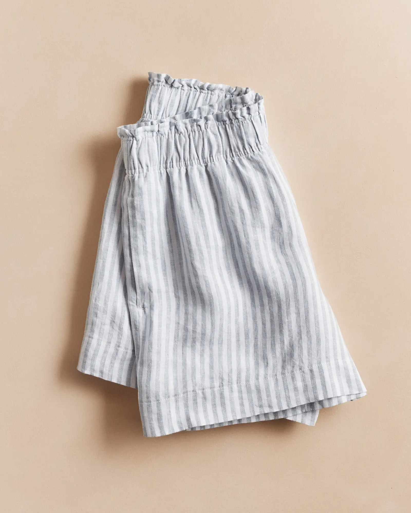 100% European Linen High Waisted Short  in Blue Pinstripe | Quince