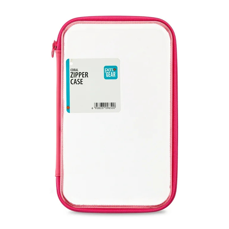 Pen+Gear Clear Zipper Case, Pink Pencil Box for Middle School | Walmart (US)