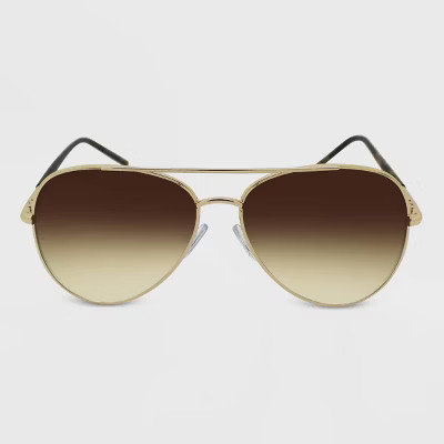 Women's Metal Aviator Sunglasses - Wild Fable™ Gold | Target