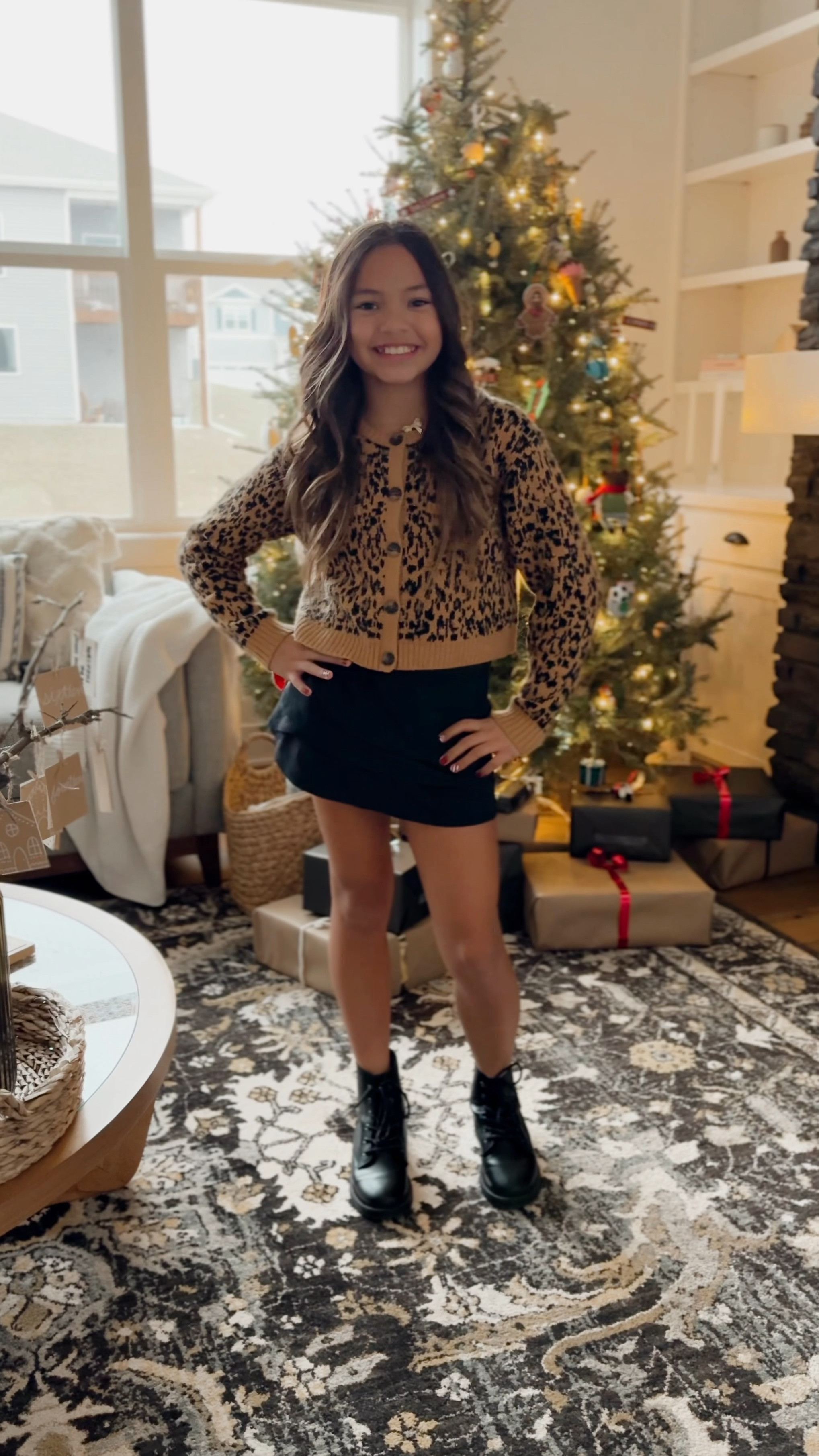Athleta girl skort - jcrew cuts leopard cardigan - old navy girls black boots - kids fashion - tween fashion - girls fashion - christmas 

#LTKHoliday 

#LTKFindsUnder50 #LTKKids