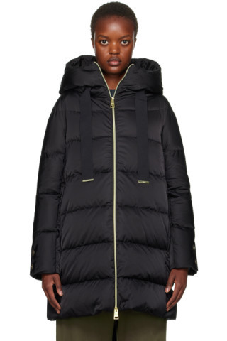 Black Hooded Down Coat | SSENSE