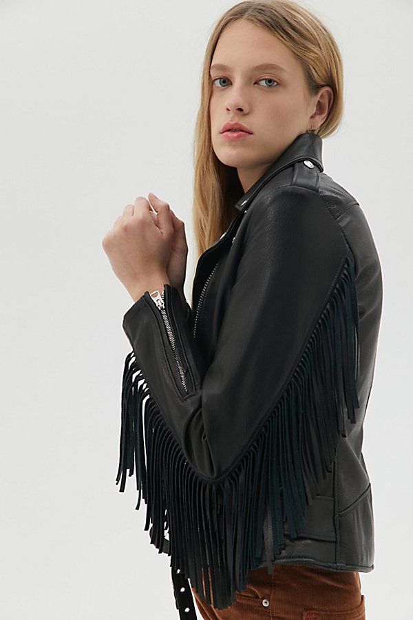 Schott Leather Fringe Moto Jacket | Urban Outfitters (US and RoW)