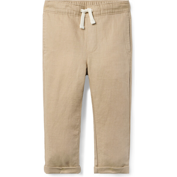 Linen-Cotton Cuffed Pant, Khaki | Maisonette