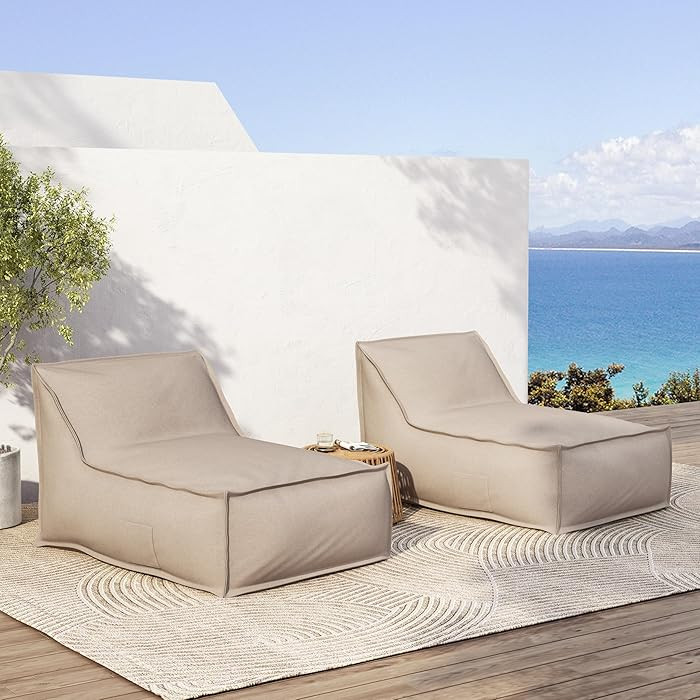 Christopher Knight Home Venny 48" L Outdoor Bean Bag Chair Set of 2, Fabric Bean Bag Chair for Ad... | Amazon (US)
