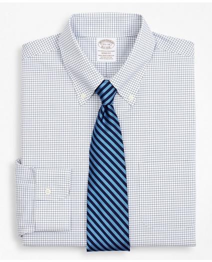 Stretch Soho Extra-Slim-Fit Dress Shirt, Non-Iron Poplin Button-Down Collar Small Grid Check | Brooks Brothers