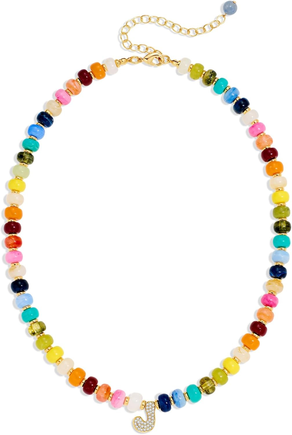 Small Beaded Initial Pendant Letter Necklace Jewelry for Women | Amazon (US)