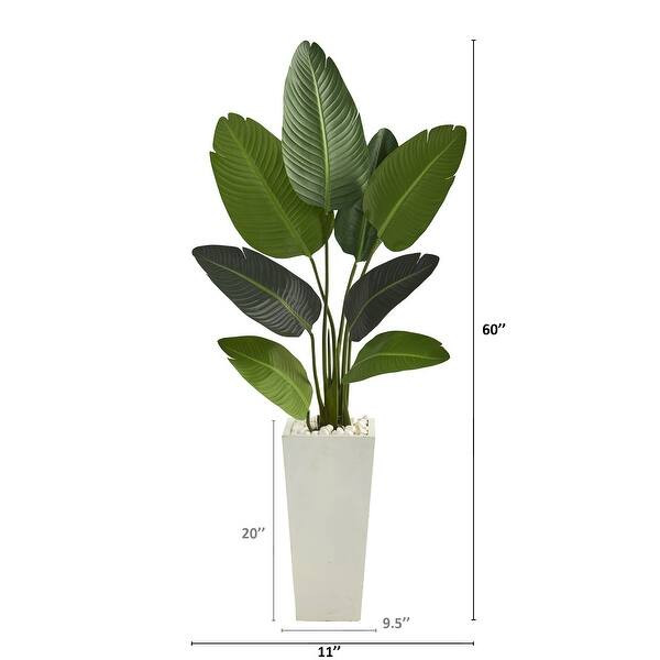 5' Travelers Palm Artificial Tree in Tall White Planter | Bed Bath & Beyond