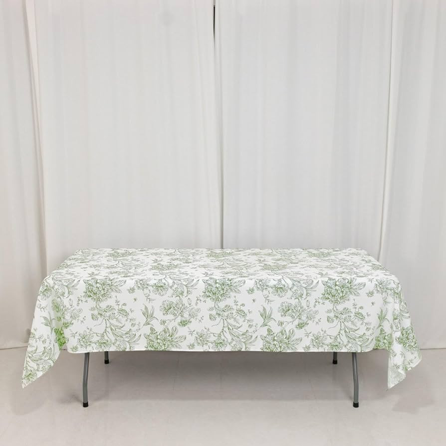 Efavormart Polyester Rectangular Tablecloth 60"x102" White with Dusty Sage Green French Toile Pat... | Amazon (US)