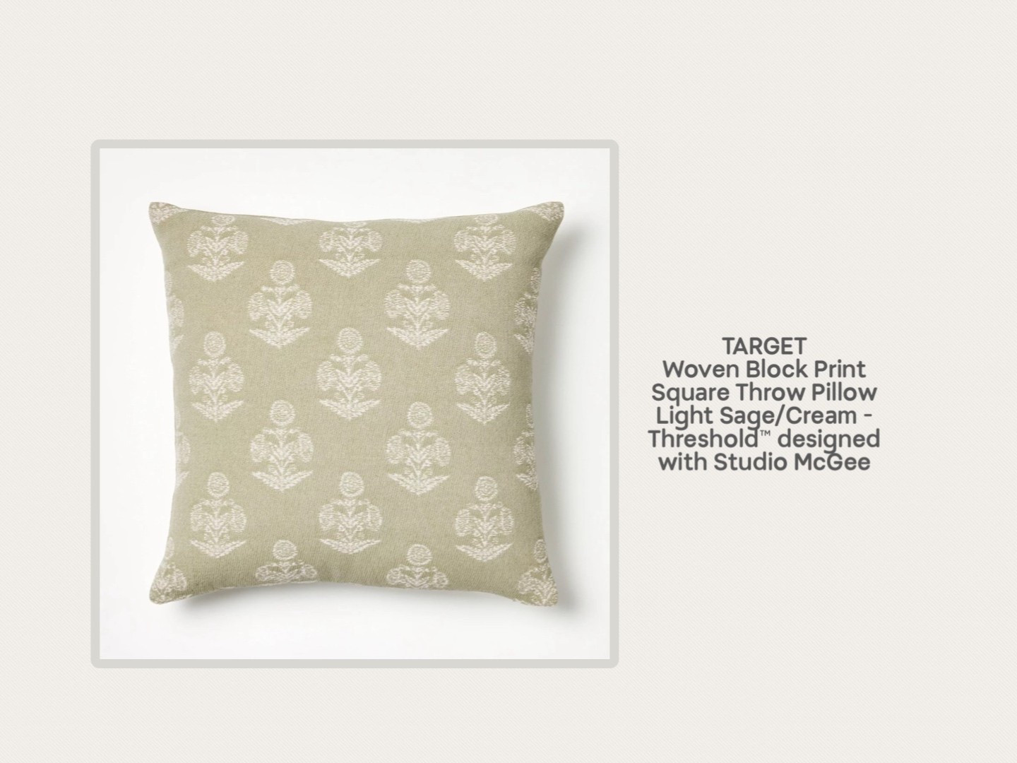 Sage Block Print Pillow Cover will be featured on my Pottery Barn look for less video this Saturday!

https://youtube.com/@happiestplaceishome 

#LTKHome