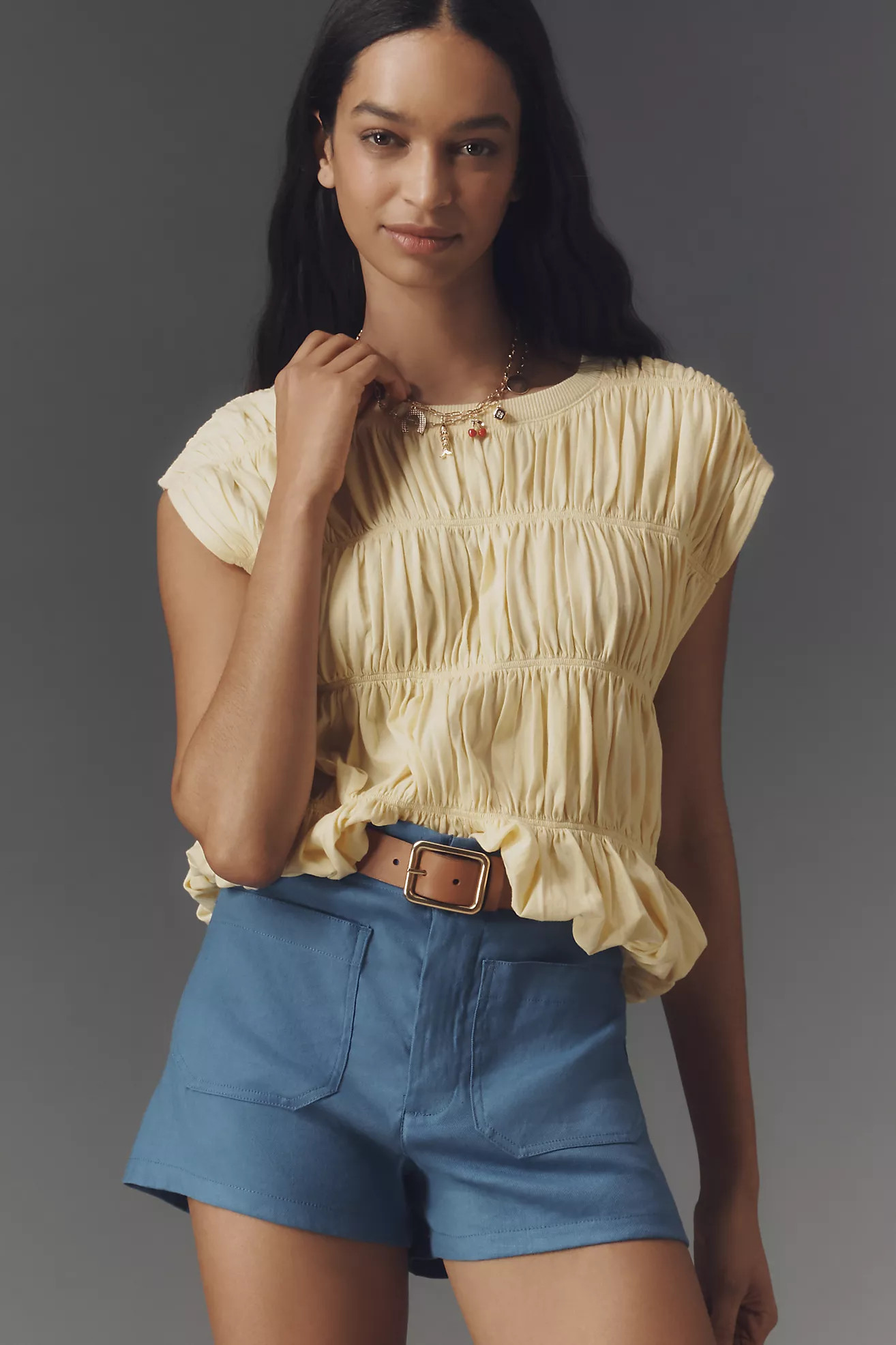 Maeve Tiered Smocked Bubble Tee | Anthropologie (US)