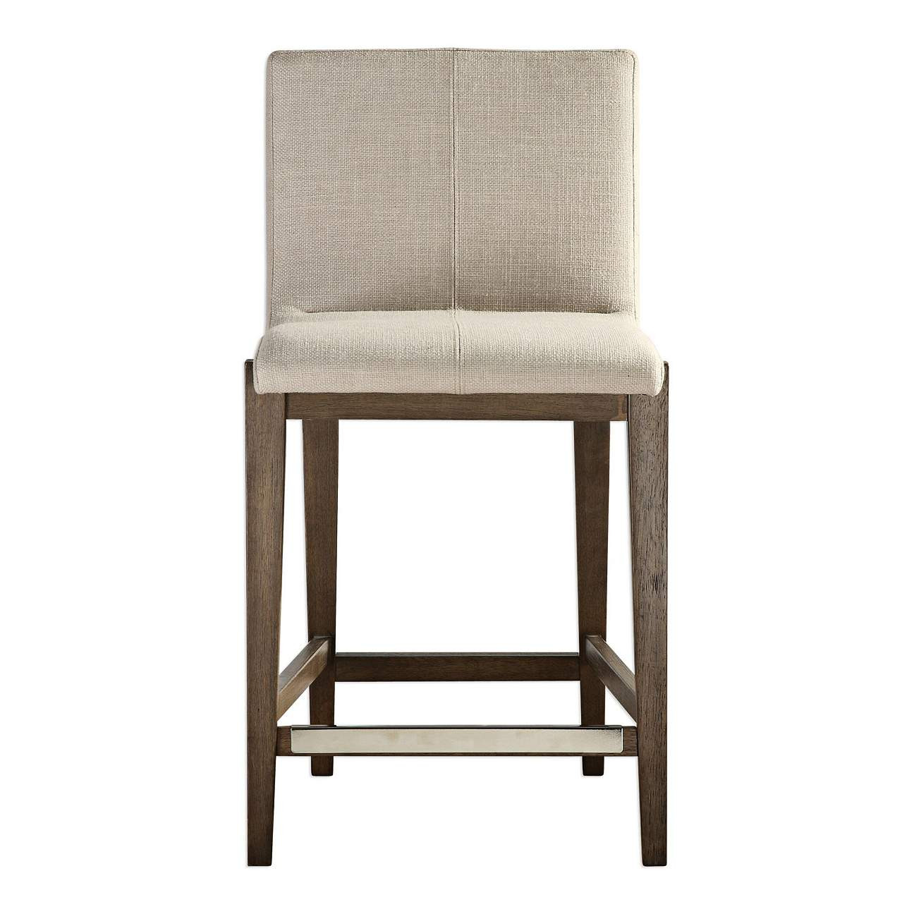 Uttermost Klemens 26" Neutral Linen Fabric Counter Stool | Lamps Plus