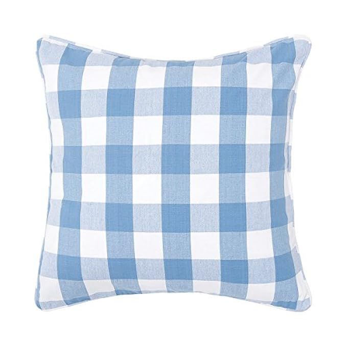 C&F Home Franklin Buffalo Check Gingham Plaid Woven Cornflower Blue and White Double Sided Decorativ | Amazon (US)