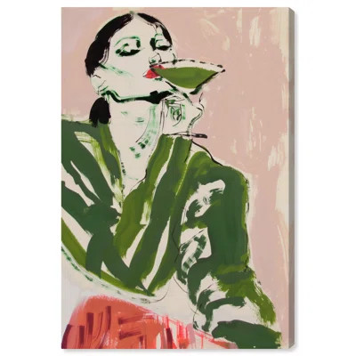 Green Martini Girl Canvas Boho Colorful Wall Art by Art Remedy | Wayfair North America