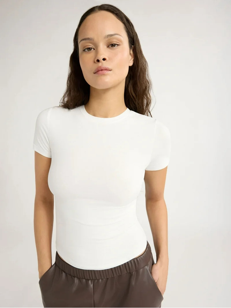 Scoop Women’s and Women’s Plus Stretch Cotton Baby Tee with Short Sleeves, XS-4X | Walmart (US)