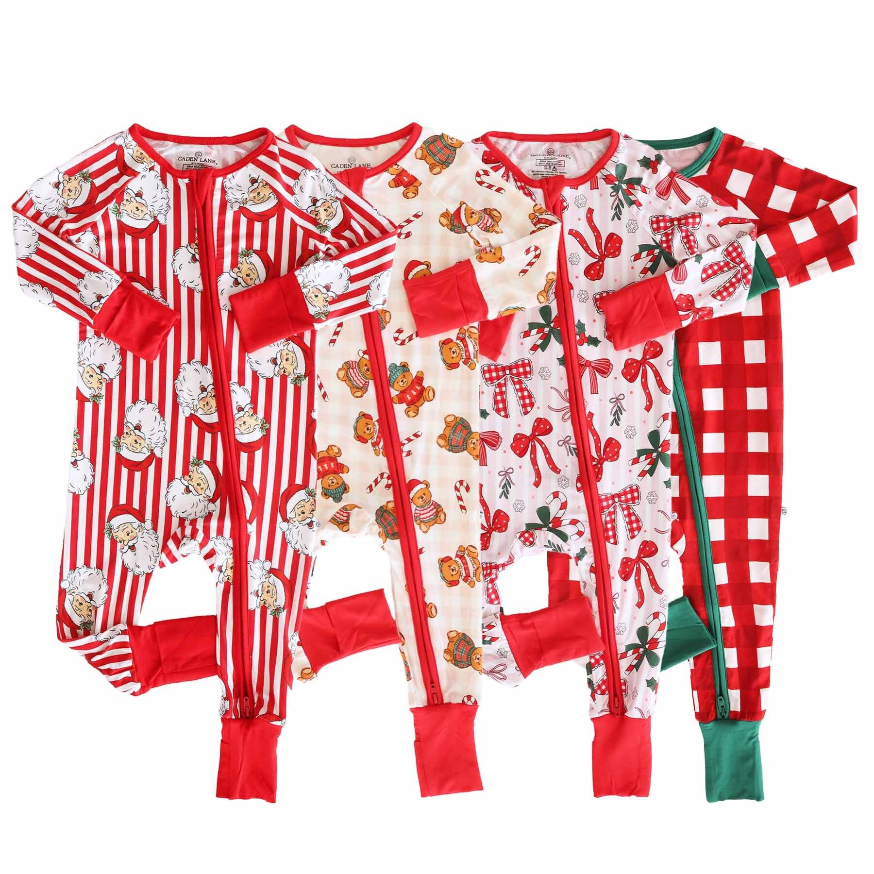 Christmas Bamboo Convertible Zip Rompers | Caden Lane