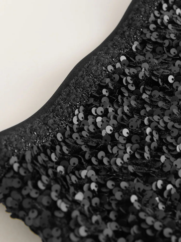 Black Velvet Sequin Embellished Shorts | Next EU