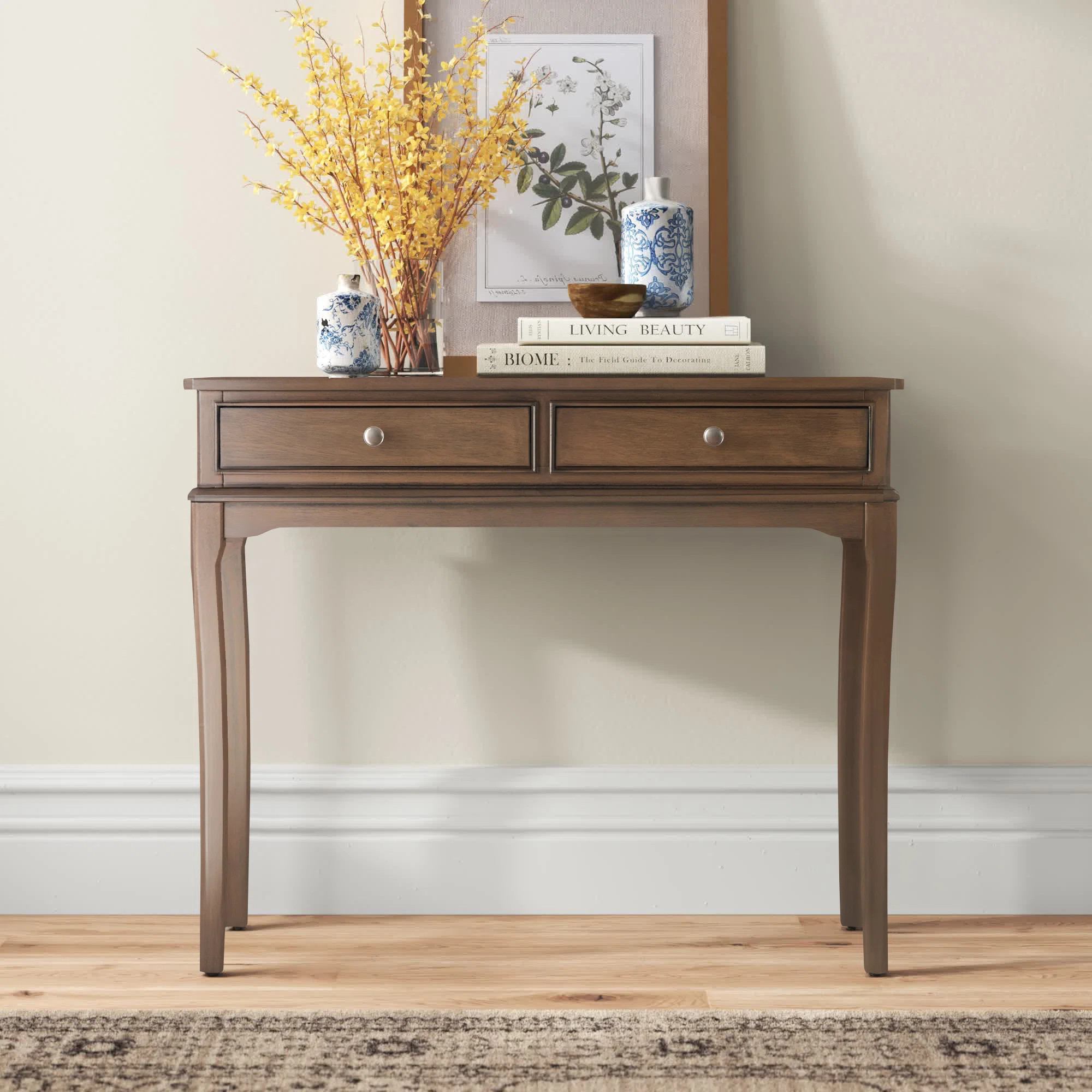 Durable Rustic 35.5'' Console Table – Solid Wood with 2 Drawers & Open Shelf for Baskets and D... | Wayfair North America