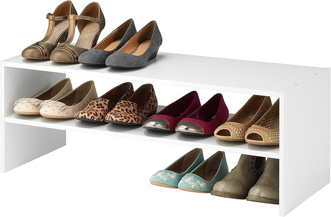 Whitmor Stackable 31" Extra Wide 2-Shelf Storage Organizer, White | Amazon (US)