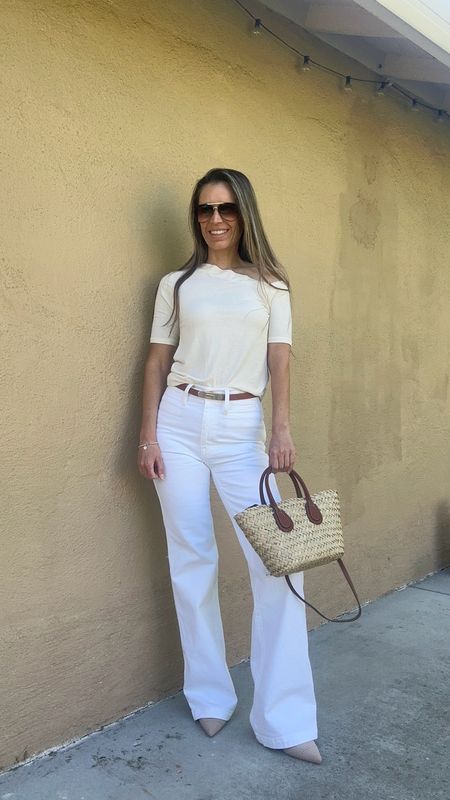 Wide leg white jeans sz 25 
Asymmetrical top sz S



#LTKfindsunder100 #LTKsalealert #LTKfindsunder50