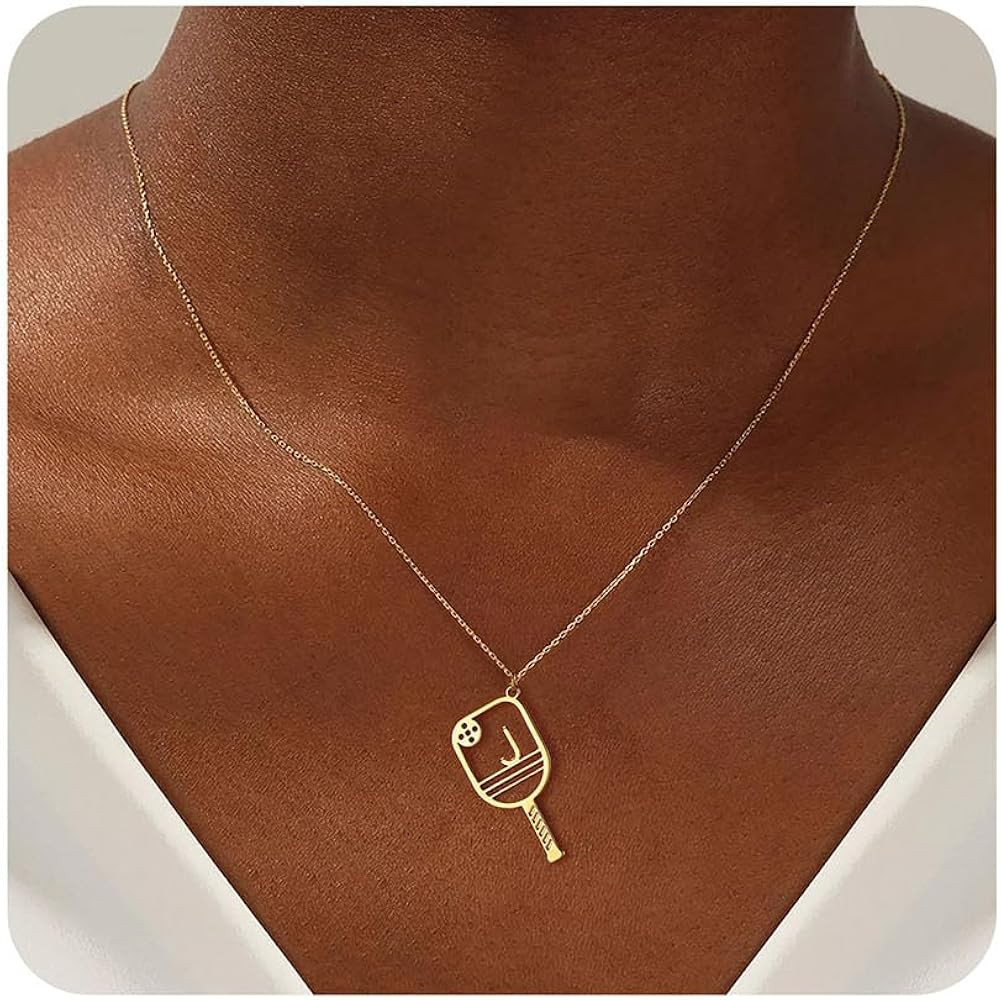 Turandoss Pickleball Paddle Initial Necklaces - Gold Pickleball Initial Necklaces for Women Girls... | Amazon (US)