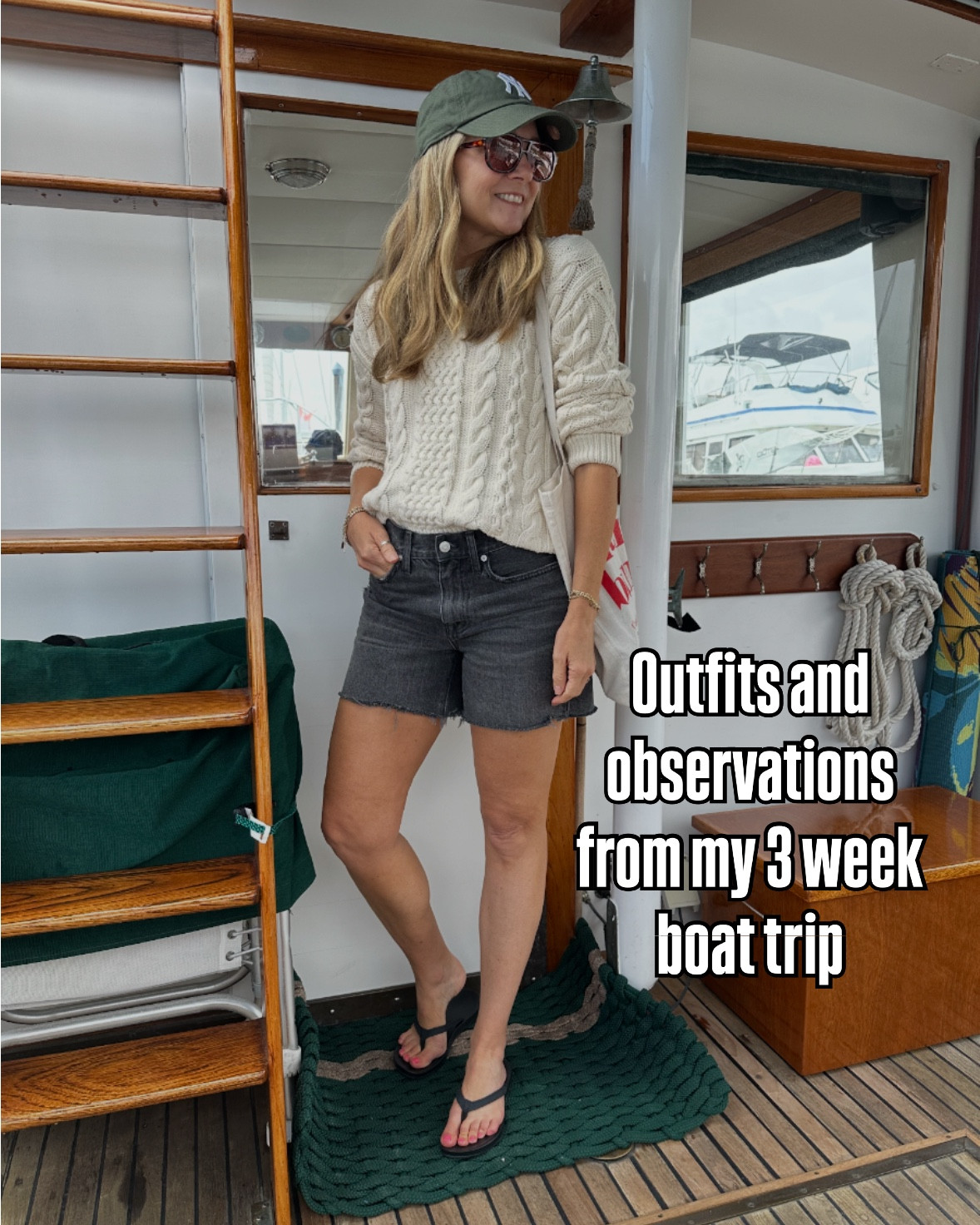 My life afloat so far!⚓️ It’s been cold & rainy, really really hot, and not a lot in between! Of course I overpacked but in this case it’s strategic because it saves me from doing laundry😮‍💨

I always end up wearing a few pieces over & over again. These were my repeats:
🔁 @splendid linen pants. The dark navy color is very forgiving and goes with everything 
🔁 @oukai black flip flops. A little more spendy but rather comfort is worth it
🔁 @athleta athletic shorts. Wore these on every hike
🔁 Sweaters over sweatshirts or fleece: my @merseaco fisherman sweater and @farmrio cardigan for cozy nautical chic! 

#LTKFindsUnder100 #LTKTravel #LTKOver40