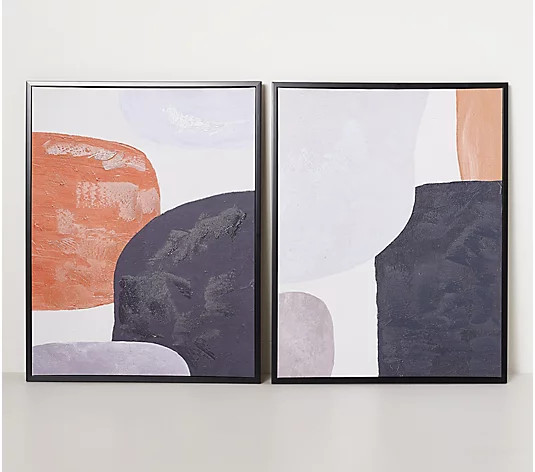 Large 2-Piece Hand Painted Canvas Art by Bobby Berk - QVC.com | QVC