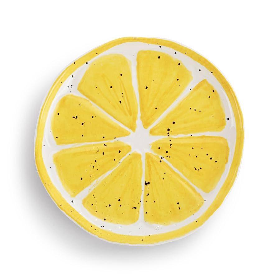 DEMDACO Decorative Serving Dining Dish Appetizer Plate, 8 Inch Ceramic Stoneware, Lemon | Amazon (US)